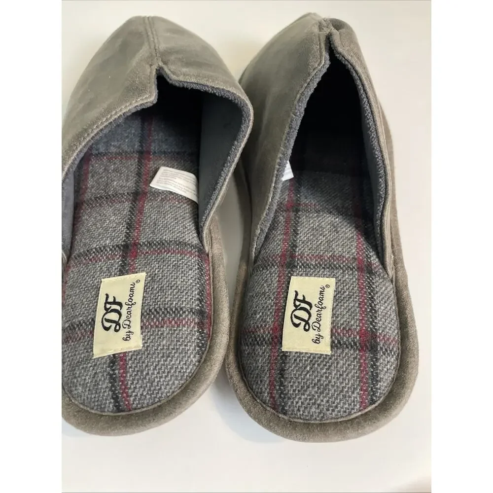 Mens DF By Dearform Slip On House Slippers, Dark Heather Grey, XL 13-14